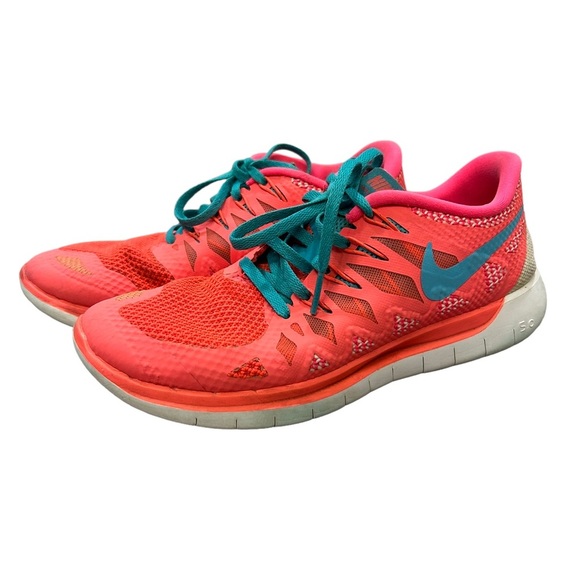 Nike Shoes - NIKE Free 5.0 Womens Pink Turquoise Running Sneakers Size 7